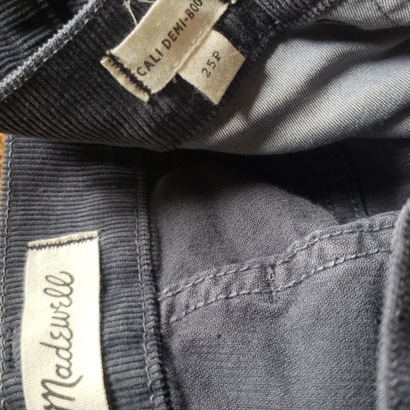Madewell Gray Cali Demi Boot Cut Frayed Hem Courdoroy Button Fly Jeans Size 25P - Picture 6 of 7